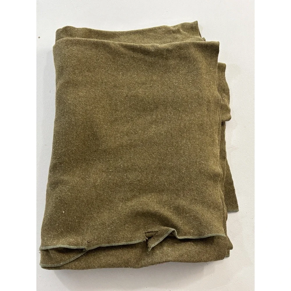 US Army Wool Blanket Military Vintage 60x72 Olive Drab Heavy Duty Surplus Gear